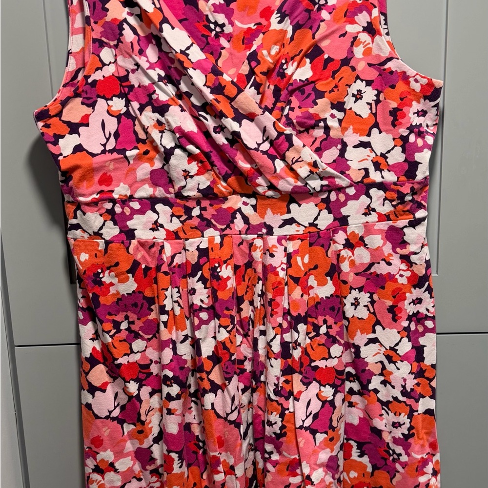 Lands' End Bright Floral Scoop-Neck Top in Pink, Orange & Purple